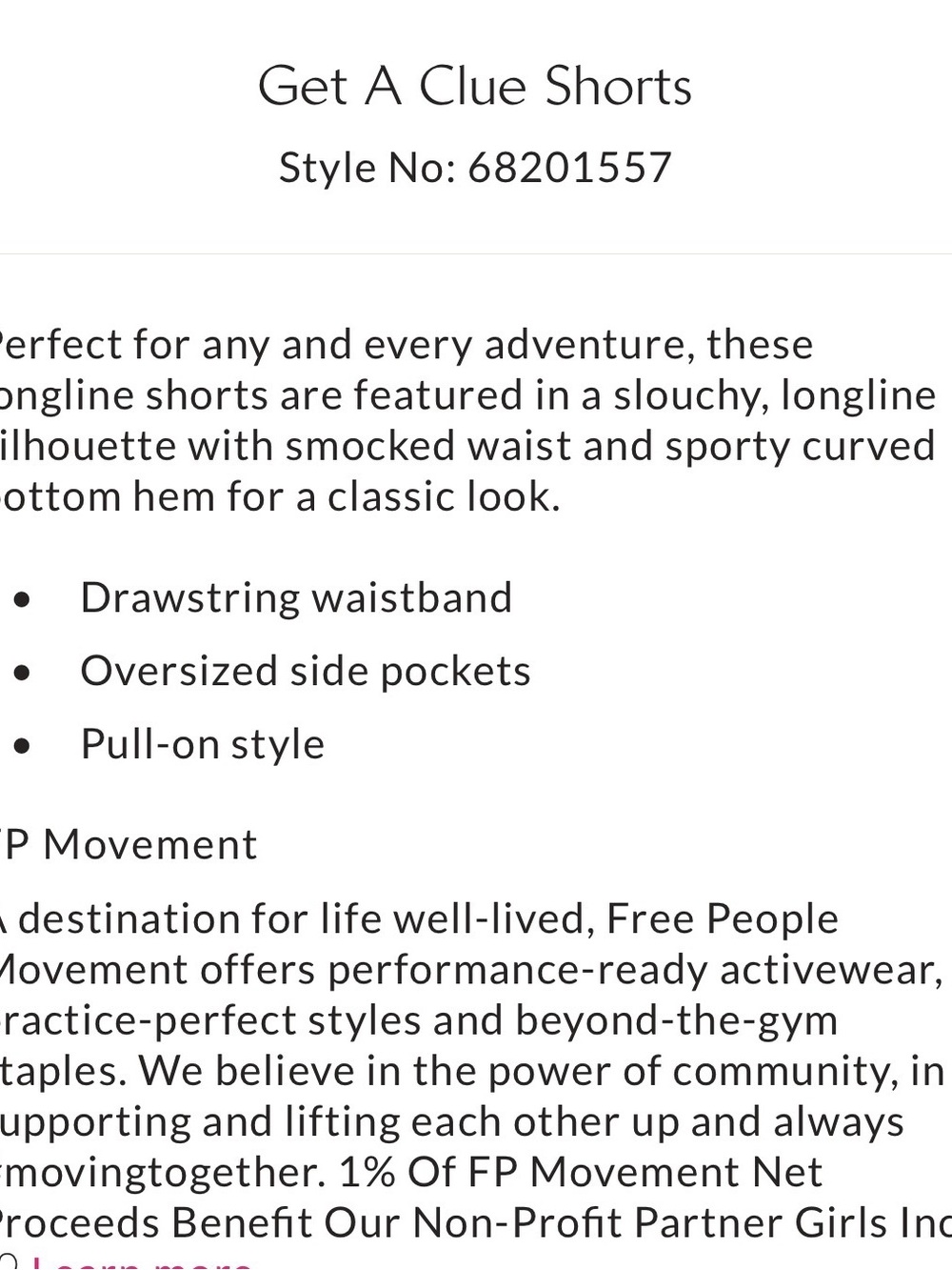 FP Movement Black Women's—Get A Clue Shorts - Picture 5 of 5